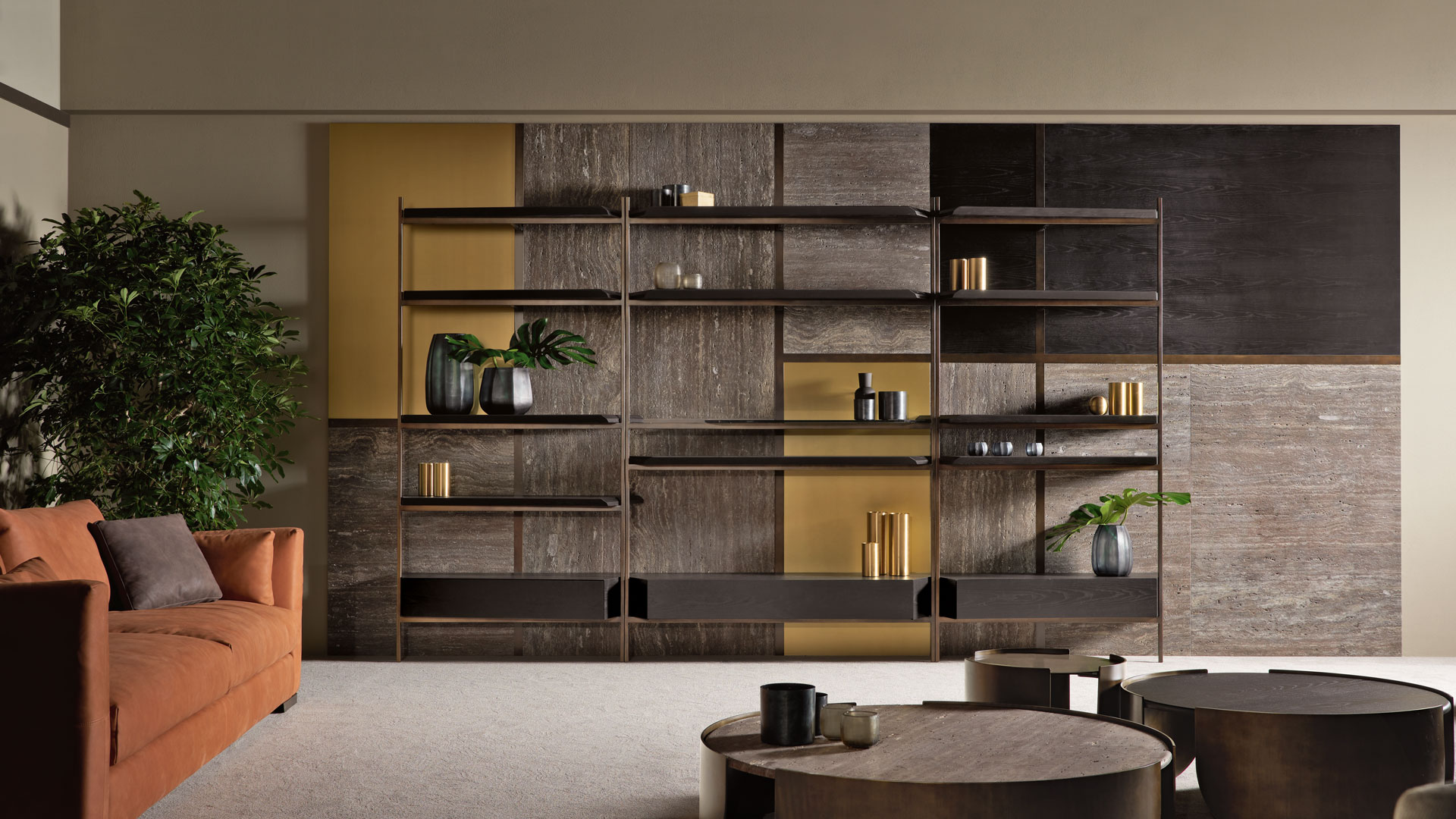 Self-supporting bookcases: a play of full and empty spaces. - Cantori